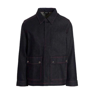 A.P.C. SS23 Solid Color Collar Jacket Blue COGDFH02781-IAI