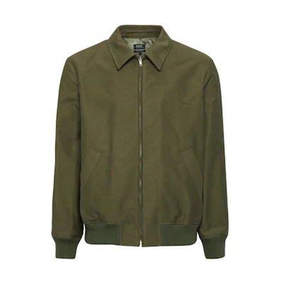 A.P.C. SS23 Solid Color Collared Jacket Green Mens COGFCH02835KAF