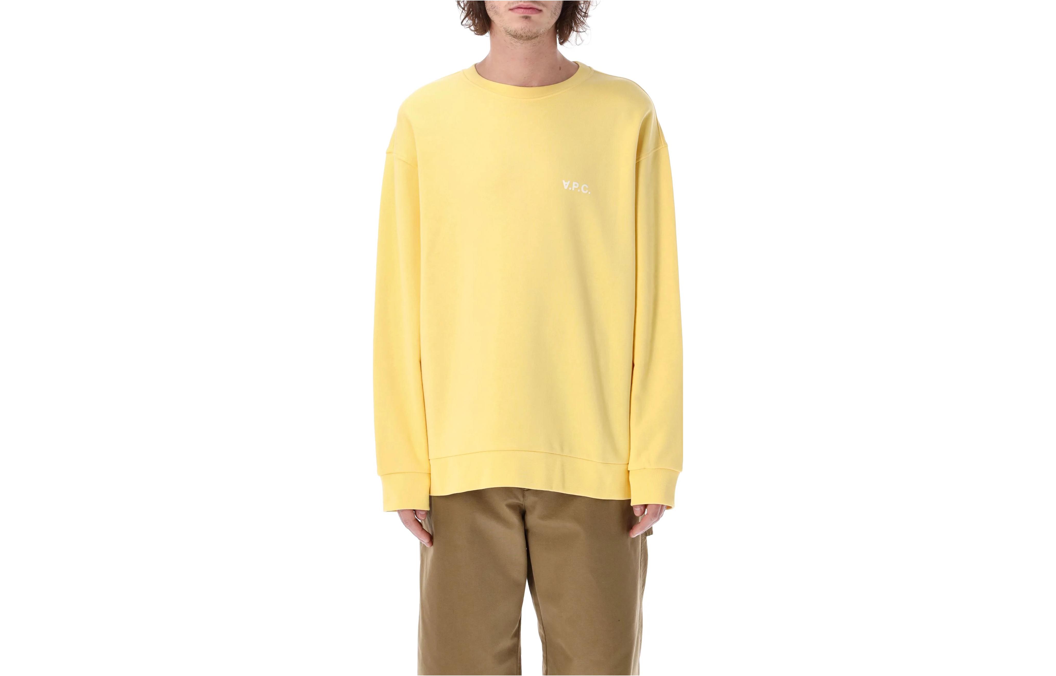 A.P.C. SS23 Solid Color Logo Print Crewneck Sweatshirt Yellow () H27790COFDX-DAA