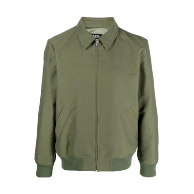 A.P.C. SS23 Solid Color Zip-Up Collar Jacket Green Long Sleeve H02706COFCS-JAA