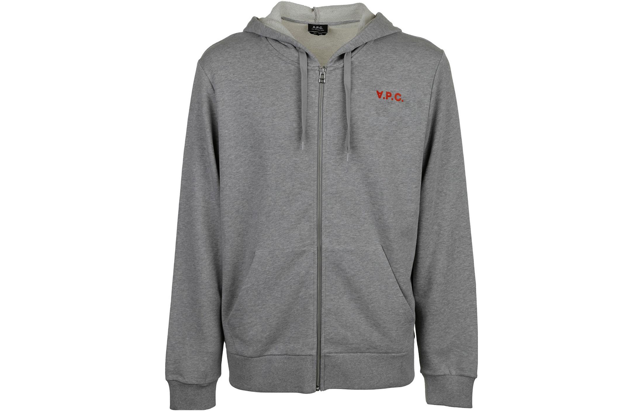A.P.C. SS23 Solid Color Zip Hoodie - Grey COFAXH27707-TPC