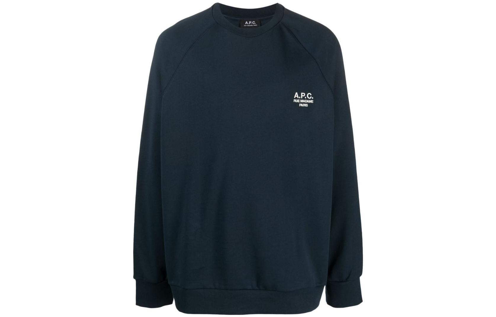 A.P.C. SS23 Solid Logo Embroidered Crewneck Sweatshirt Blue () COEZDH27822-IAJ