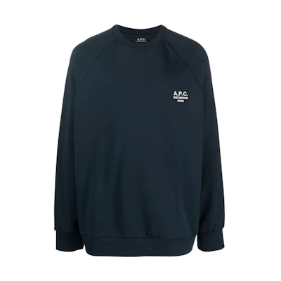 A.P.C. SS23 Solid Logo Embroidered Crewneck Sweatshirt Blue () COEZDH27822-IAJ