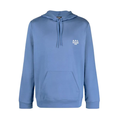 A.P.C. SS23 Solid Logo Printed Blue Hoodie for Men COEZDH27733-IAH