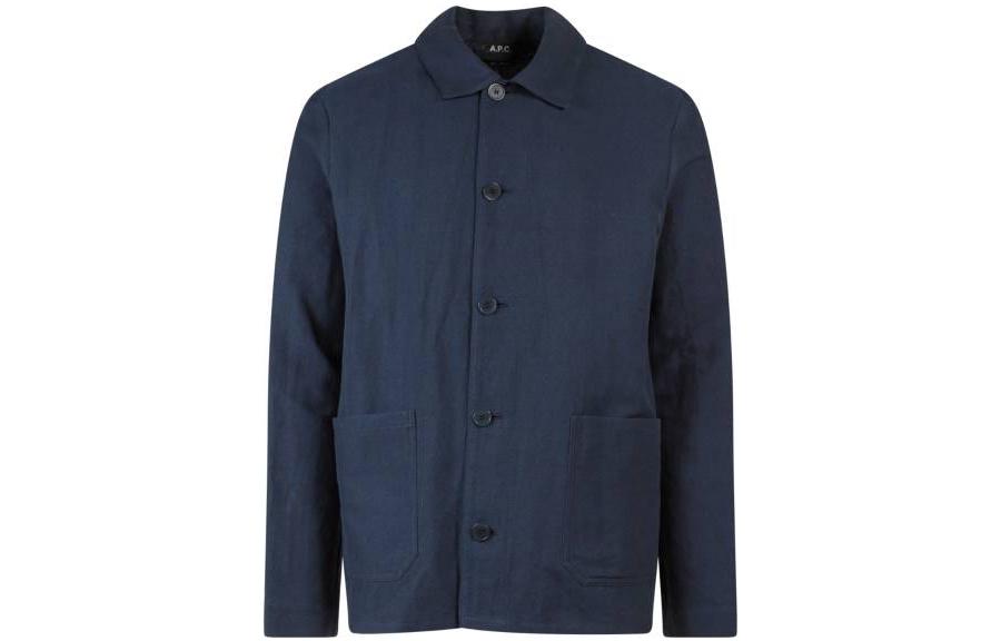 A.P.C. SS23 Solid Single-Breasted Jacket Blue Unisex LIAEOH03053-IAJ