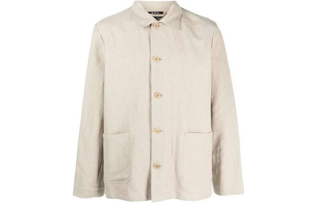A.P.C. SS23 Unisex Solid Single-Breasted Long Sleeve Jacket Beige LIAEOH03053BAA