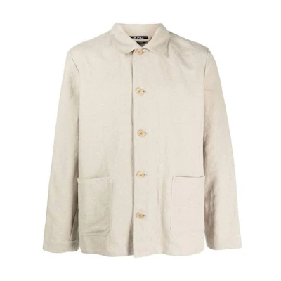 A.P.C. SS23 Unisex Solid Single-Breasted Long Sleeve Jacket Beige LIAEOH03053BAA