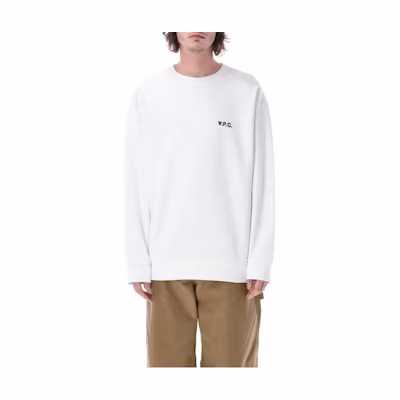 A.P.C. SS23 White Crewneck Sweatshirt with Solid Logo Print H27790COFDX-AAB