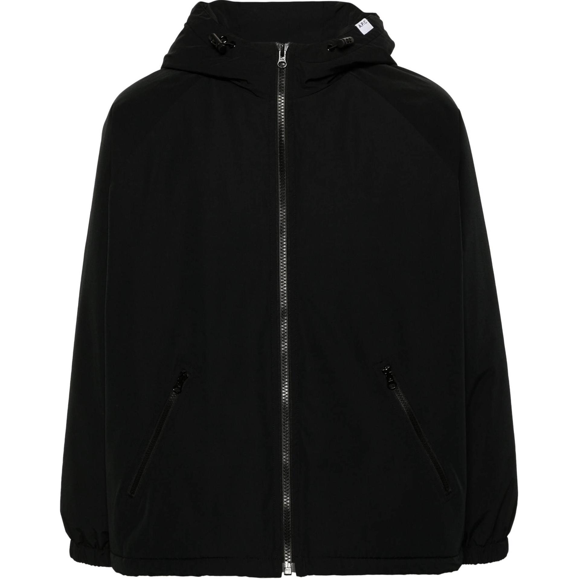 A.P.C. SS24 Black Relaxed Fit Zip-Up Hoodie Jacket Long Sleeve PSAJBM02674-BLACK