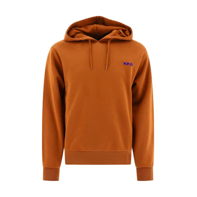 A.P.C. SS24 Brown Cotton Pullover Hoodie with Lettering Design COHBRH27917-BROWN