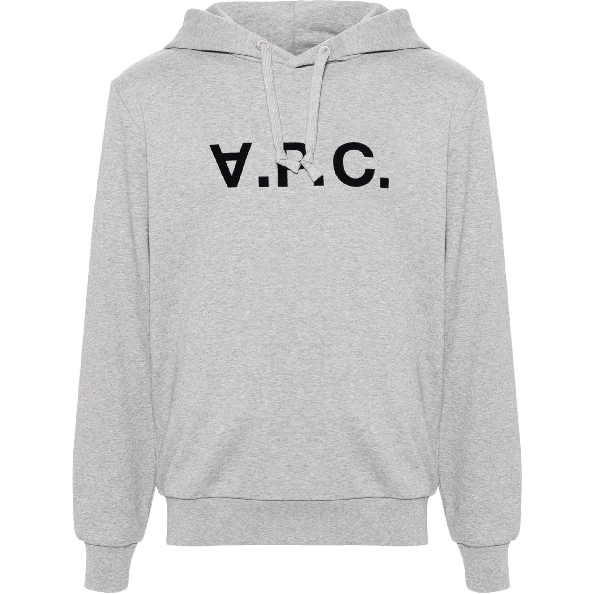 A.P.C. SS24 Gray Hoodie with Lettering Design Long Sleeves COHBNM27908-GREY