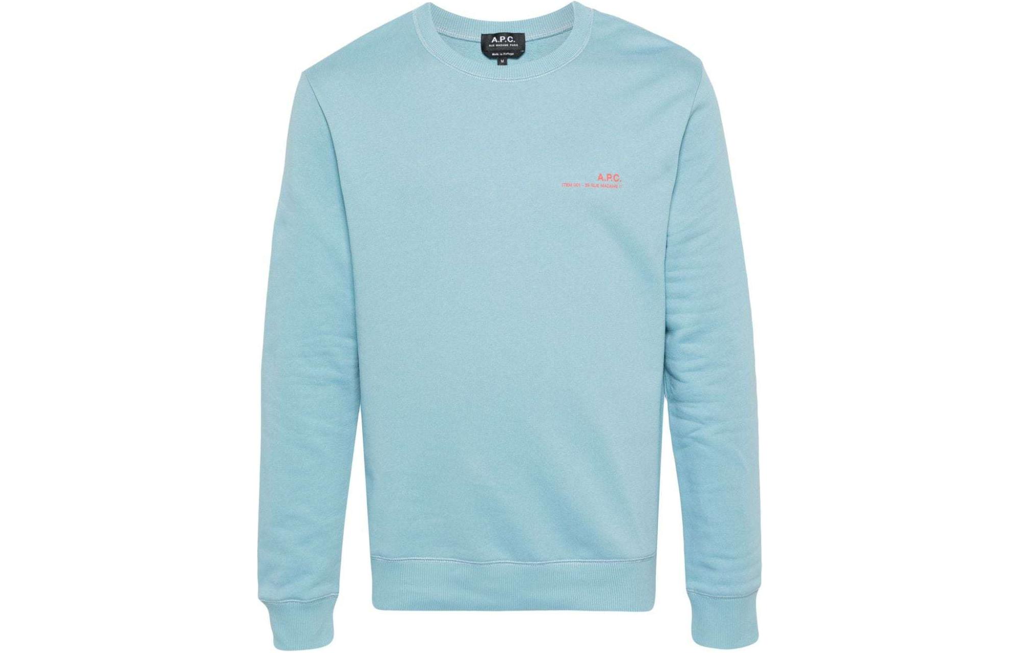 A.P.C. SS24 Letter Print Crewneck Sweatshirt Blue - Casual Wear COFBQH27608-BLUE