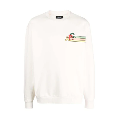 A.P.C. SS24 Logo Ribbed Crewneck Oversized Sweatshirt Beige Mens COGVGH27875-AAG