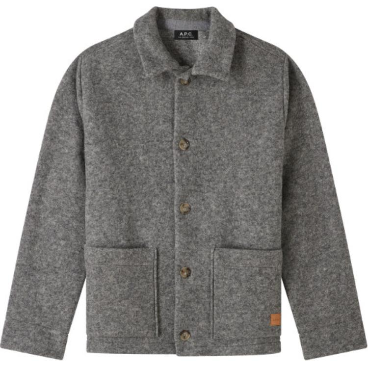 A.P.C. SS24 Loose Fit Pocket Button-Up Jacket Unisex Light Grey WOAQSM02912-PLB