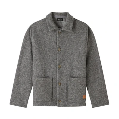 A.P.C. SS24 Loose Fit Pocket Button-Up Jacket Unisex Light Grey WOAQSM02912-PLB