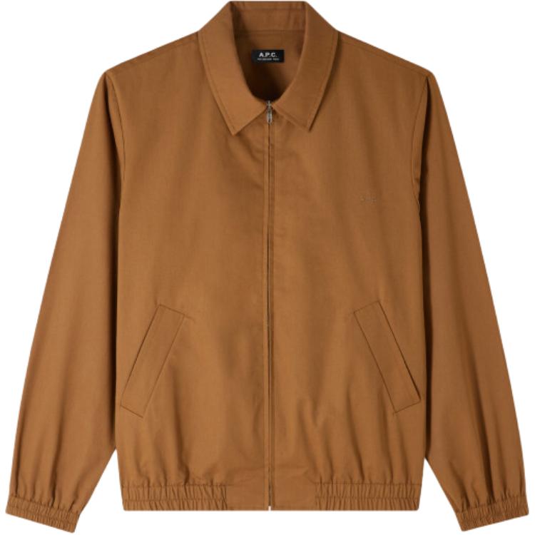 A.P.C. SS24 Loose Fit Zip-Up Jacket Caramel Color Long Sleeve COGXSH02922-CAB