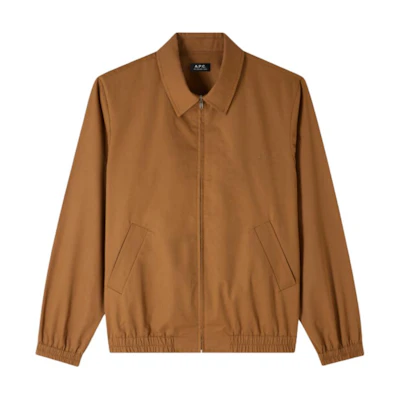 A.P.C. SS24 Loose Fit Zip-Up Jacket Caramel Color Long Sleeve COGXSH02922-CAB