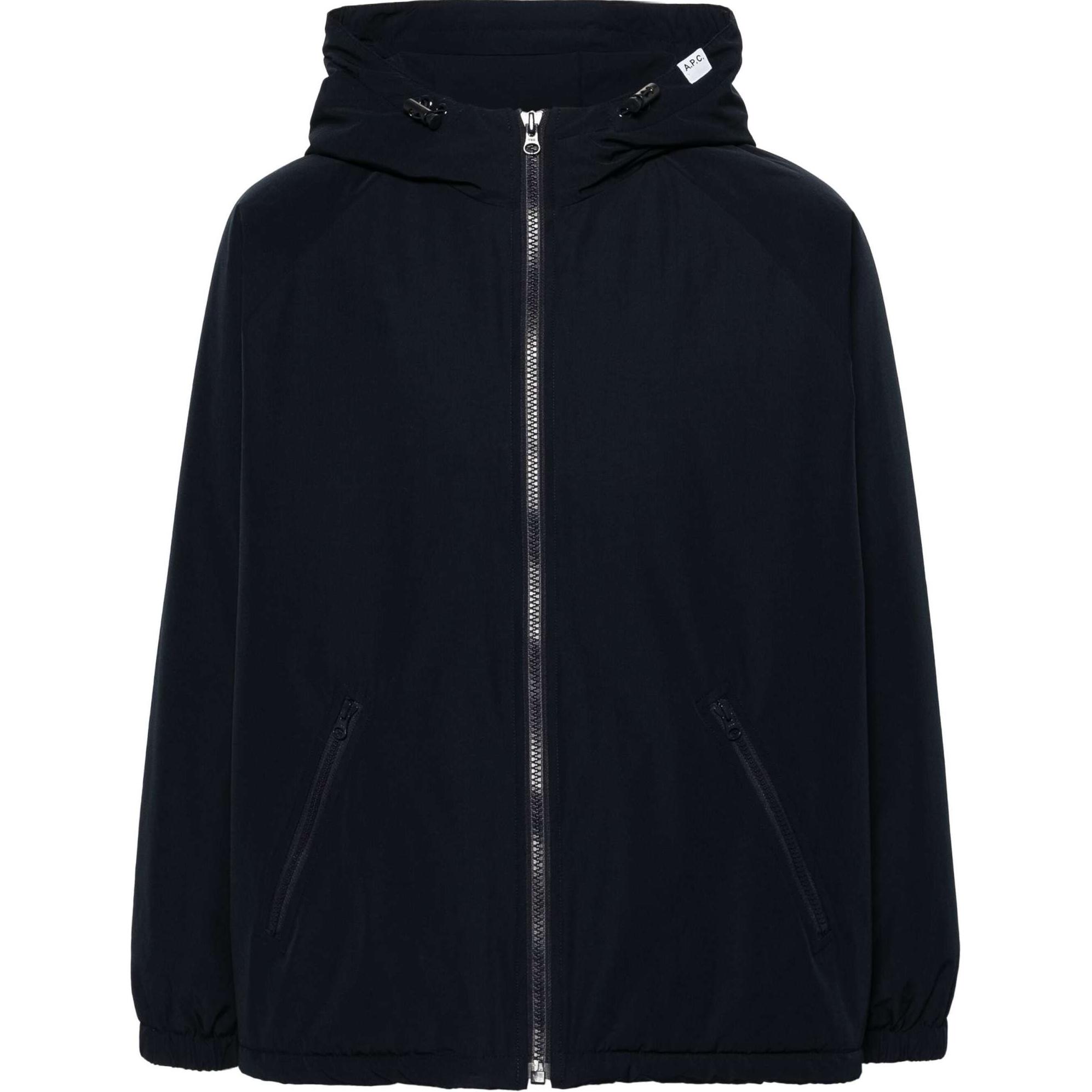 A.P.C. SS24 Navy Blue Hooded Relaxed Fit Solid Color Jacket PSAJBM02674-NAVY