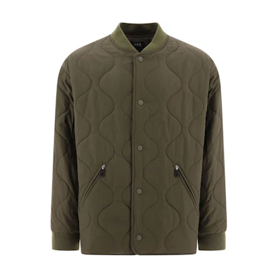 A.P.C. SS24 Olive Green Single-Breasted Ribbed Long-Sleeve Jacket for Men PSAJAH02946-GREEN