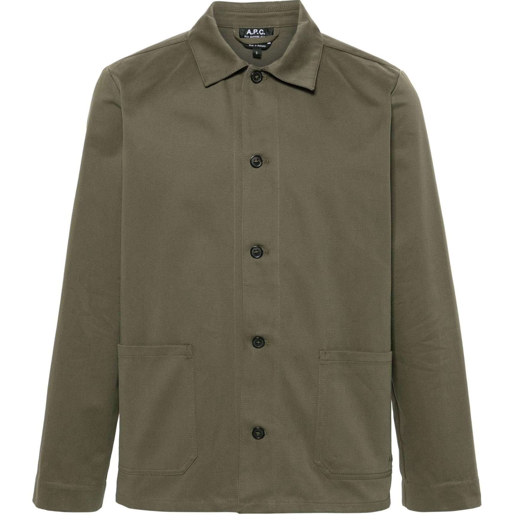 A.P.C. SS24 Single-Breasted Loose-Fit Long Sleeve Jacket Khaki COGEWH03205-GREEN