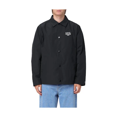 A.P.C. SS24 Slim Fit Black Jacket with Letter Collar and Button Closure PSAJBH02960-LZZ
