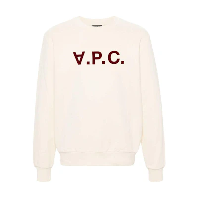 A.P.C. SS24 Unisex Ivory White Crewneck Loose-Fit Letter Long-Sleeve Sweatshirt COHBNM27907-WHITE