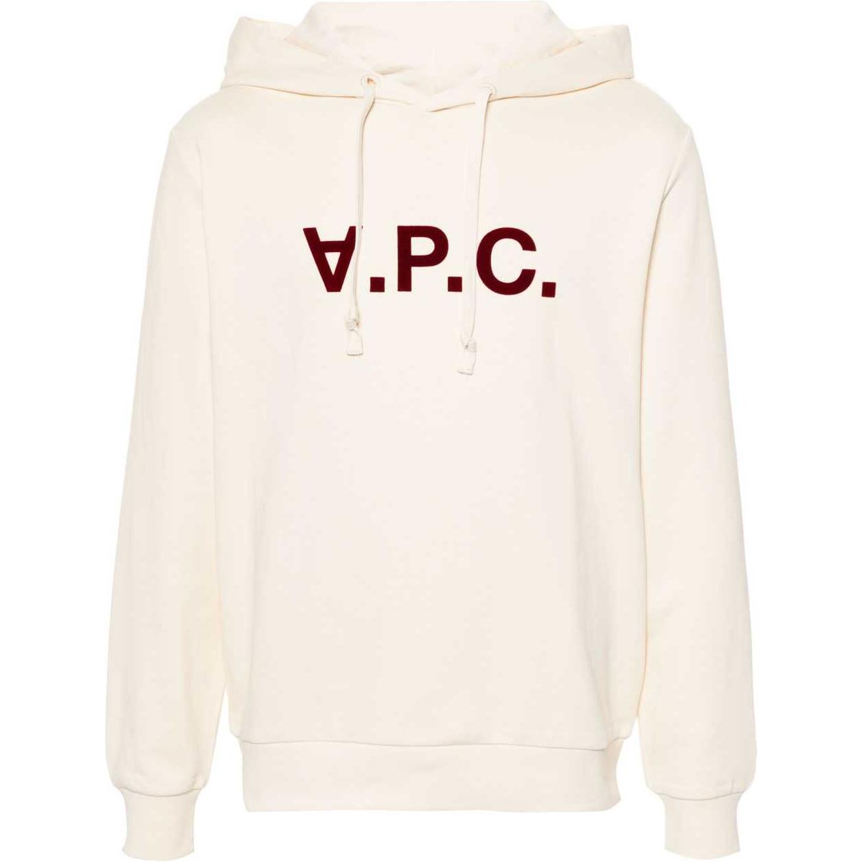 A.P.C. SS24 Unisex Relaxed Fit Lettering Hoodie in Off-White COHBNM27908-BEIGE