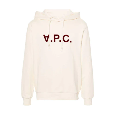 A.P.C. SS24 Unisex Relaxed Fit Lettering Hoodie in Off-White COHBNM27908-BEIGE