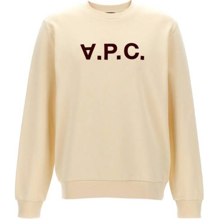 A.P.C. Suede Logo Crewneck Long Sleeve Sweatshirt Beige () COHBNM27907-ALG
