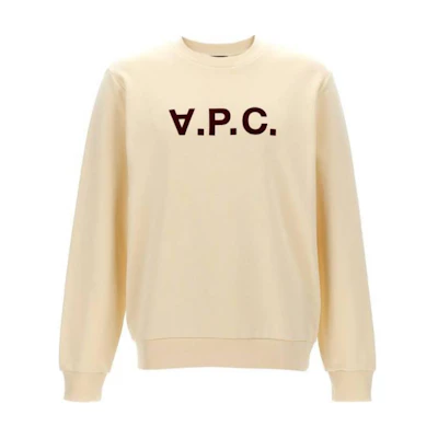 A.P.C. Suede Logo Crewneck Long Sleeve Sweatshirt Beige () COHBNM27907-ALG