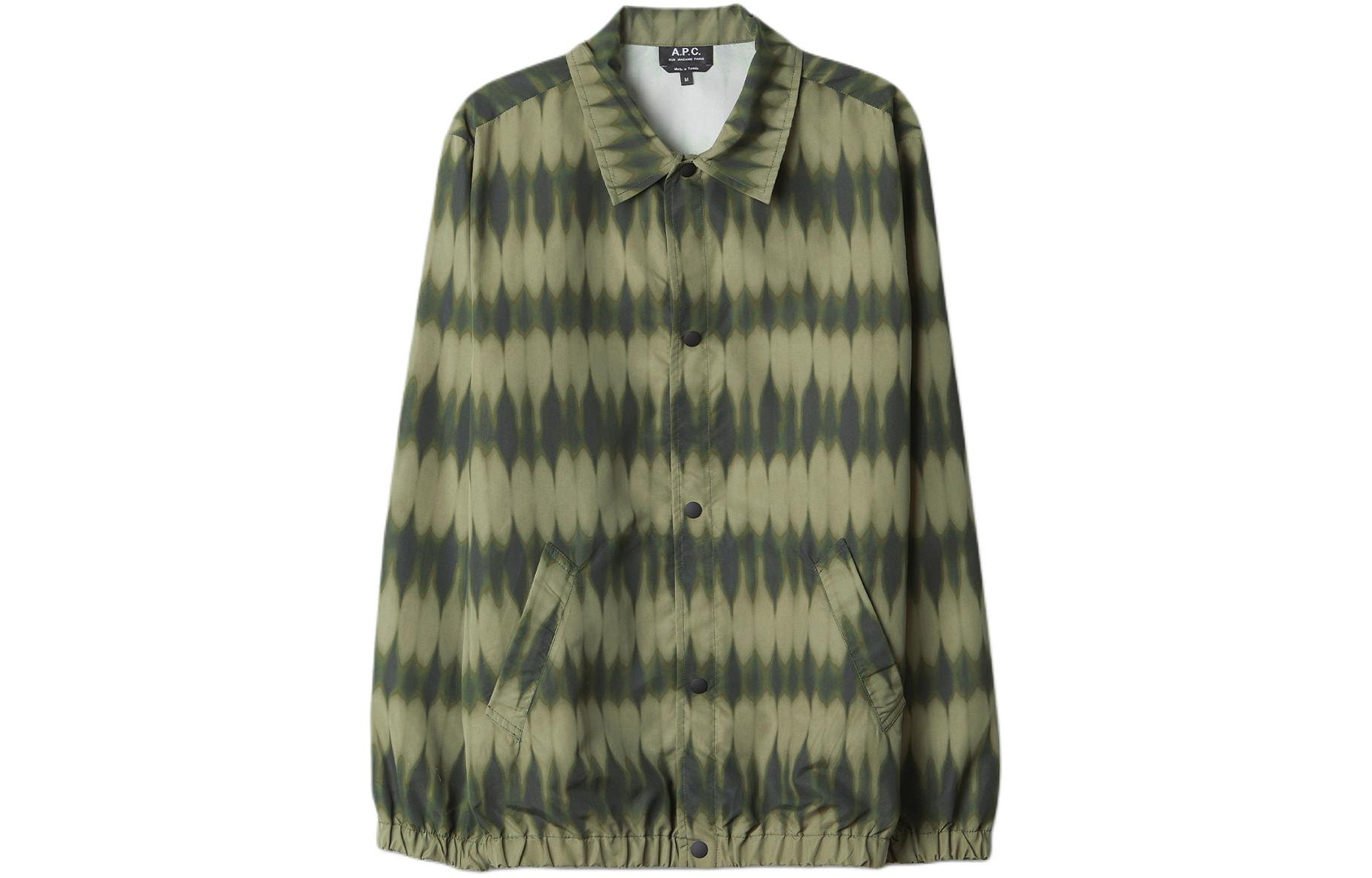 A.P.C. Tie-Dye Print Button-Up Collar Long Sleeve Jacket Khaki PSAHRM02826-JAA