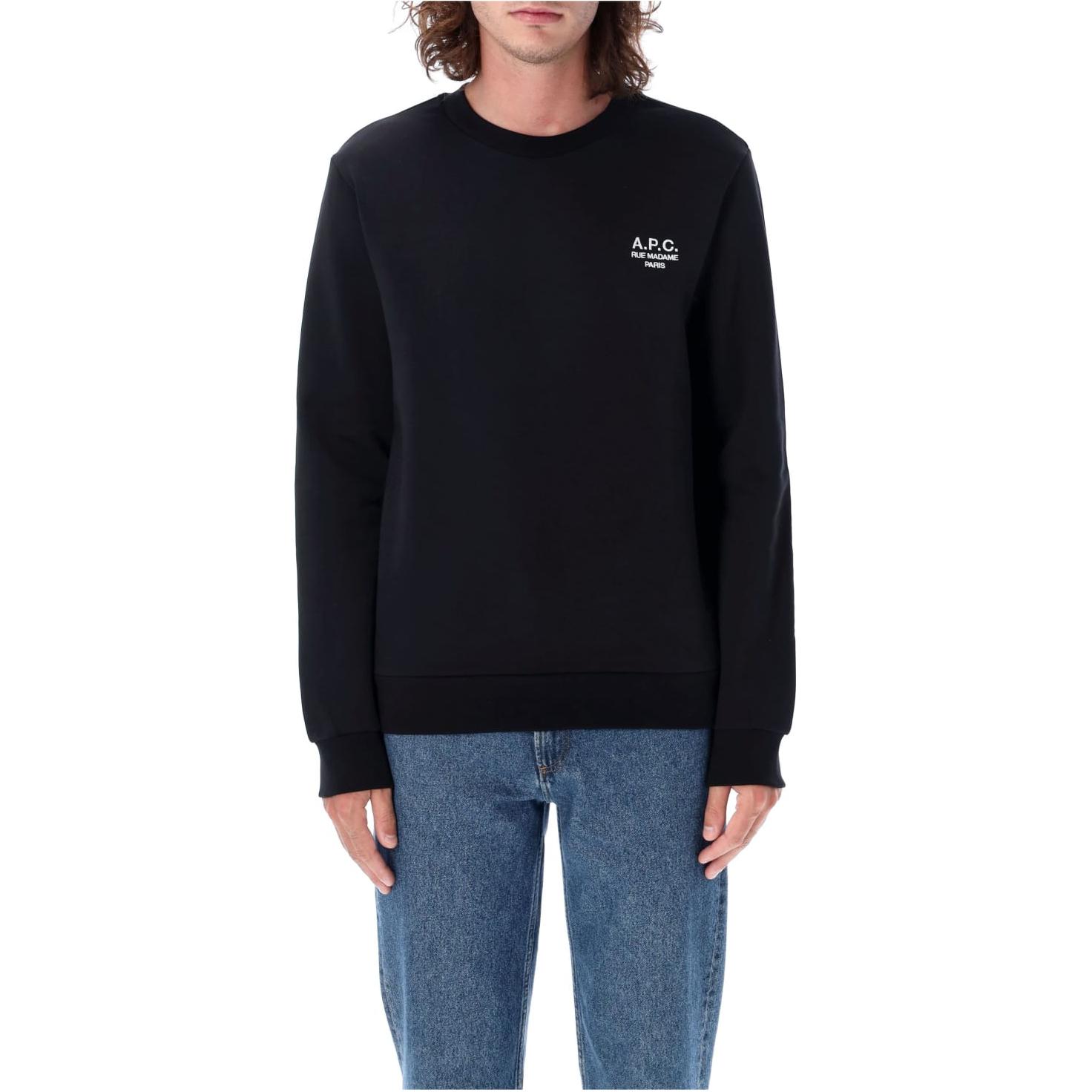 A.P.C. Unisex Black Pullover Crewneck Sweatshirt with Letter Print M27913COHBV-TZC
