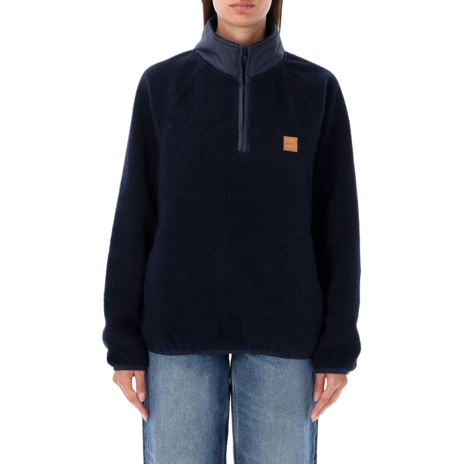 A.P.C. Unisex Solid Color Pullover Sweatshirt Navy Blue M27845PSAIF-IAK