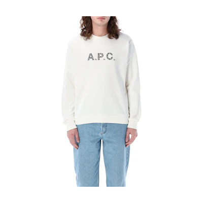 A.P.C. White Crewneck Letter Print Pullover Sweatshirt H27886COEIP-TAG