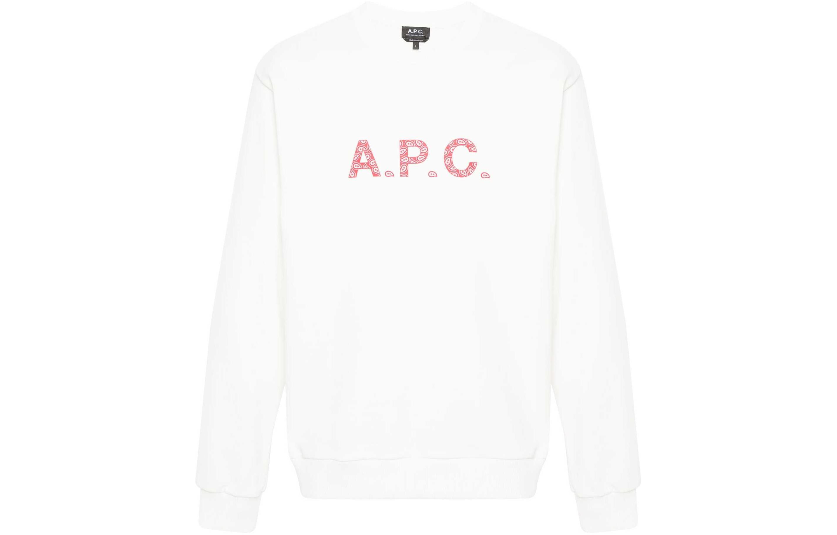 A.P.C. White Crewneck Sweatshirt with Front Logo Print COEIPH27886-AAB