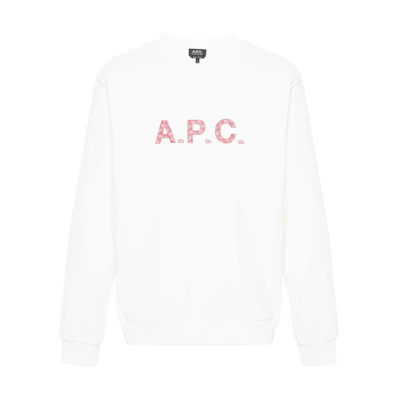 A.P.C. White Crewneck Sweatshirt with Front Logo Print COEIPH27886-AAB