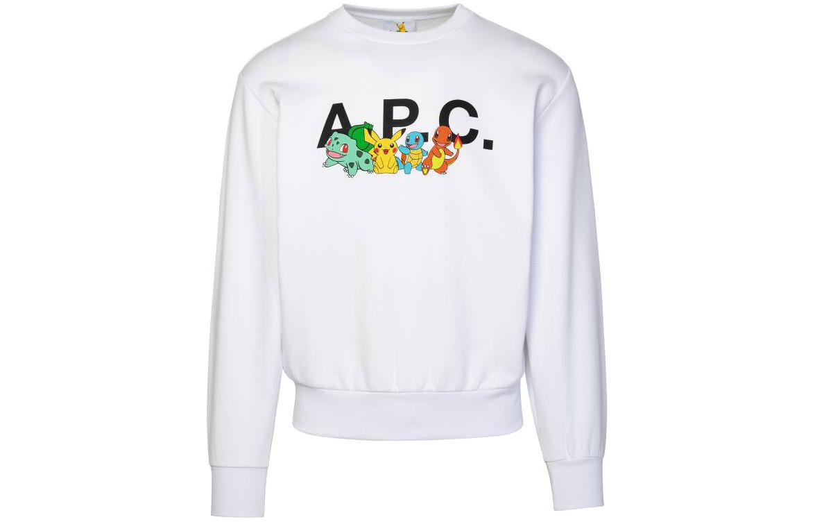 A.P.C. White Crewneck Sweatshirt with Letter Print Design COGVFF27857-AAB