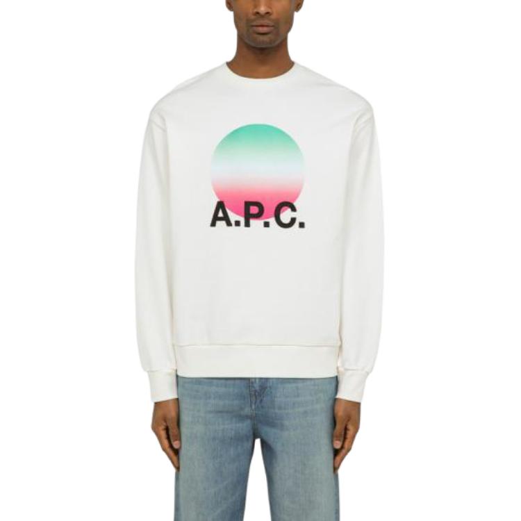 A.P.C. White Letter Print Crewneck Pullover Sweatshirt COEIPH27905CO-AAB