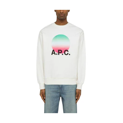 A.P.C. White Letter Print Crewneck Pullover Sweatshirt COEIPH27905CO-AAB