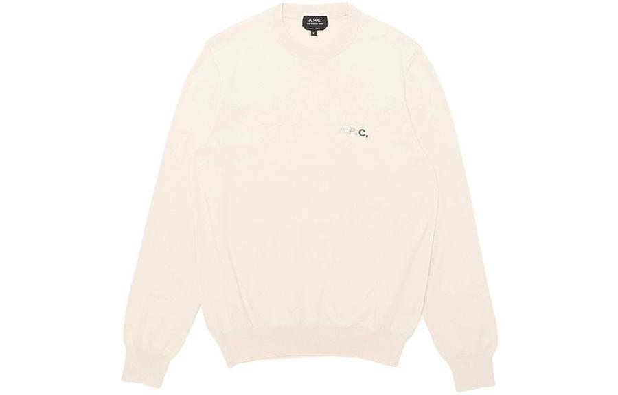 A.P.C. White Unisex Crewneck Sweatshirt with Solid Letter Print Long Sleeves COGDHH23164-BLA