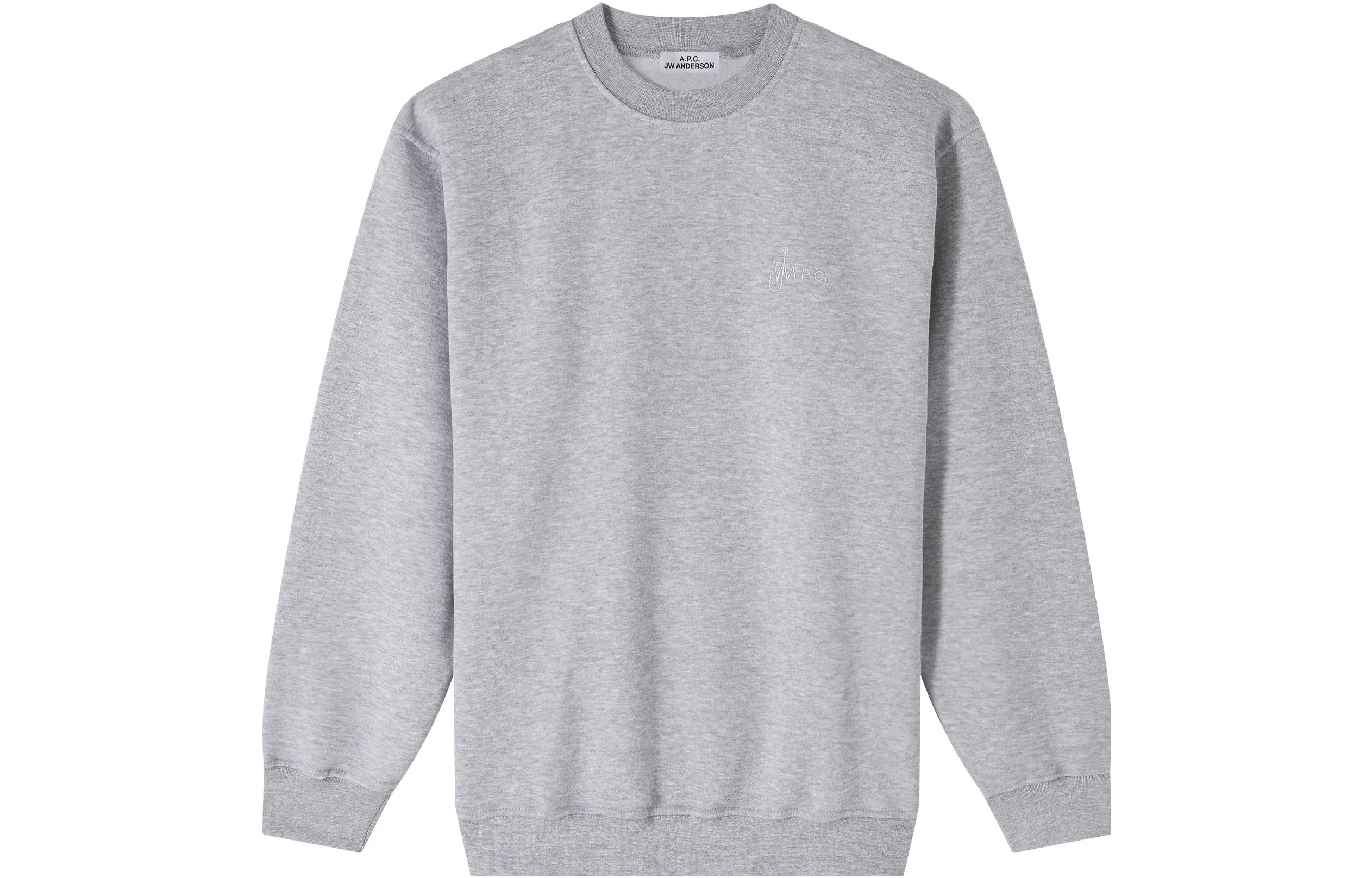 A.P.C. JW Anderson FW23 René Logo Embroidered Crewneck Unisex Sweatshirt Grey COGXG-M27830PLA