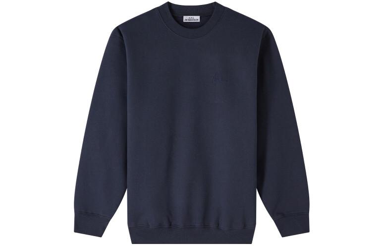 A.P.C. JW Anderson FW23 René Logo Embroidered Oversized Crewneck Sweatshirt Navy COGXG-M27830