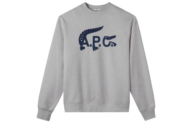 A.P.C. LACOSTE Logo Crewneck Sweatshirt Unisex Grey COEXVM27725-PLA