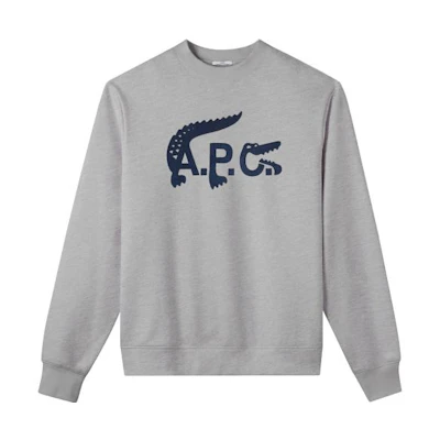A.P.C. LACOSTE Logo Crewneck Sweatshirt Unisex Grey COEXVM27725-PLA