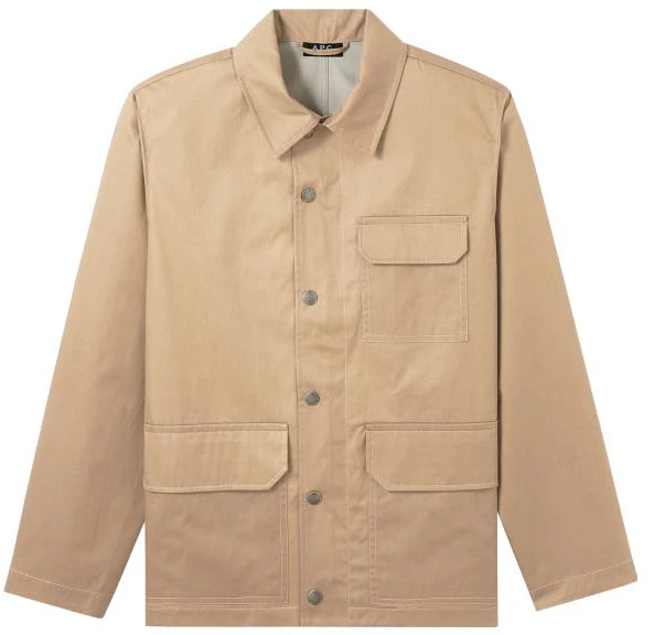 a-p-c-yellow-brown-multi-pocket-button-up-collar-jacket-coetyh-02723-baa