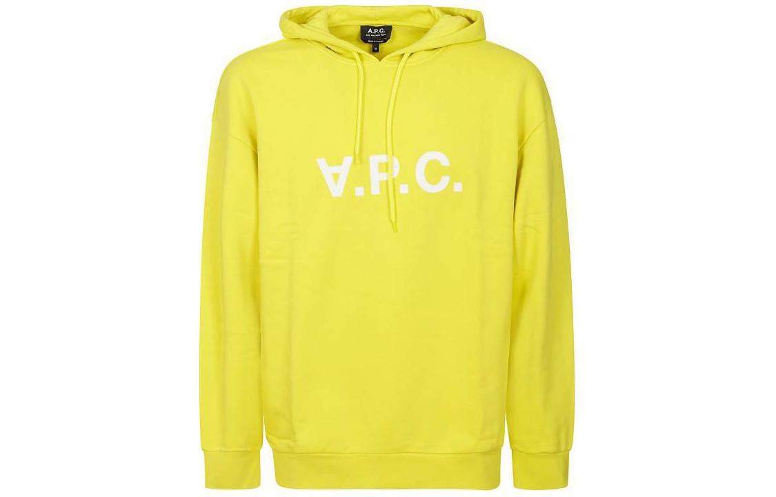 A.P.C. Yellow Hoodie with Letter Print Long Sleeves COFDXH27833-DAC