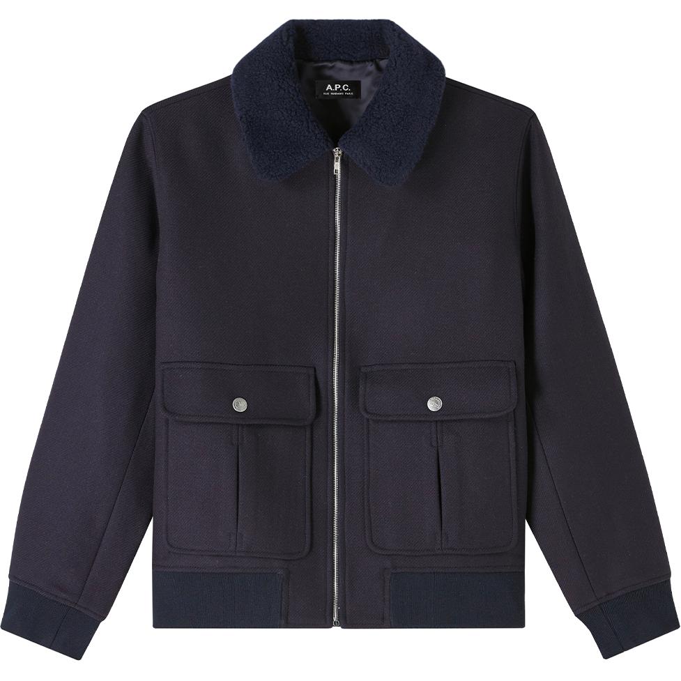 A.P.C. Zip-Up Collared Solid Long-Sleeve Jacket Blue WVBDEH02761-IAK