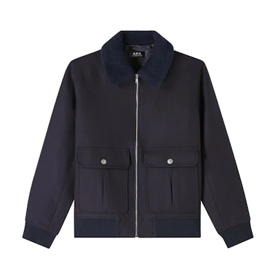 A.P.C. Zip-Up Collared Solid Long-Sleeve Jacket Blue WVBDEH02761-IAK