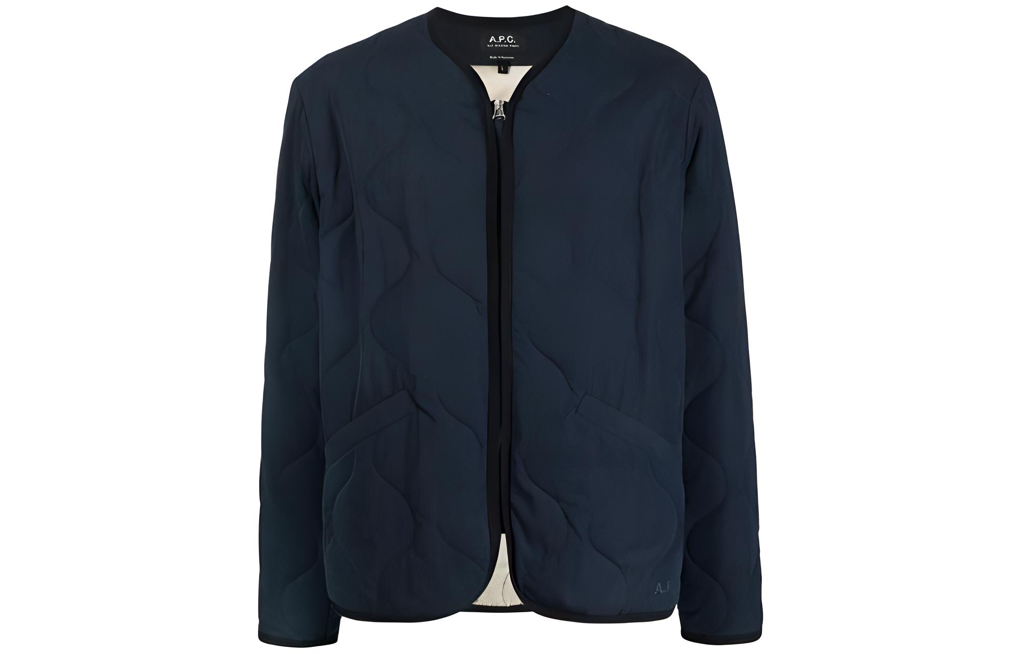 A.P.C. Zip-Up Solid Jacket Navy Blue Mens COETZH02724IAK