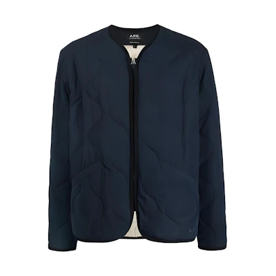 A.P.C. Zip-Up Solid Jacket Navy Blue Mens COETZH02724IAK